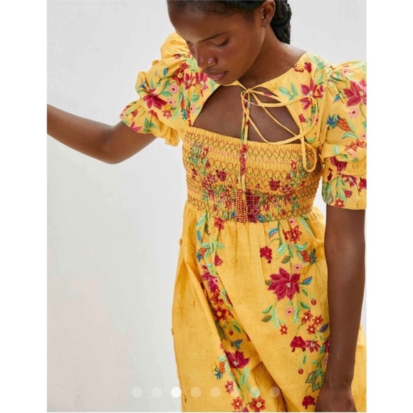 FARM Rio yellow midi dress NEW - Picture 5 of 10